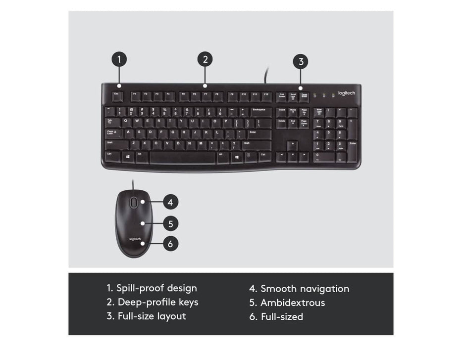 Logitech MK120 USB Wired Keyboard and Mouse Combo