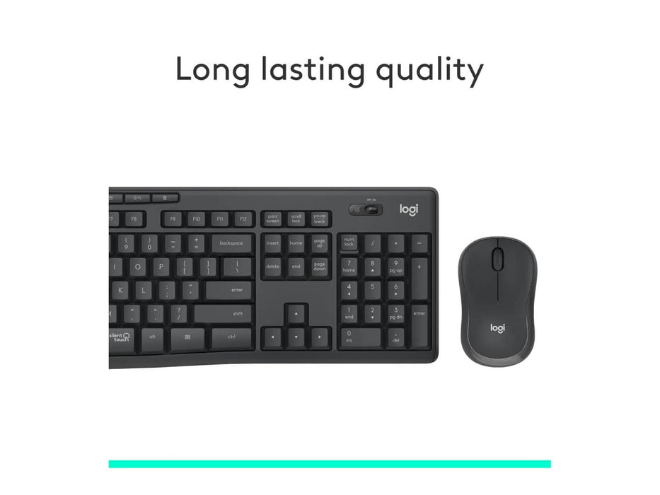 Logitech MK295 Wireless Mouse & Keyboard Combo, Full Numpad, 90% Less Noise, Graphite