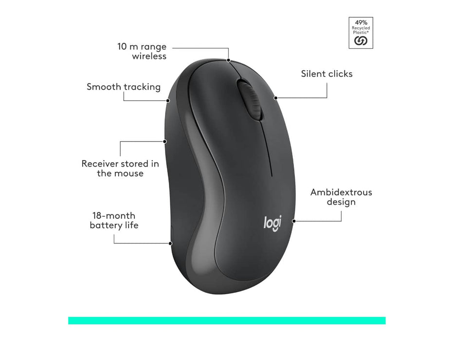 Logitech MK295 Wireless Mouse & Keyboard Combo, Full Numpad, 90% Less Noise, Graphite