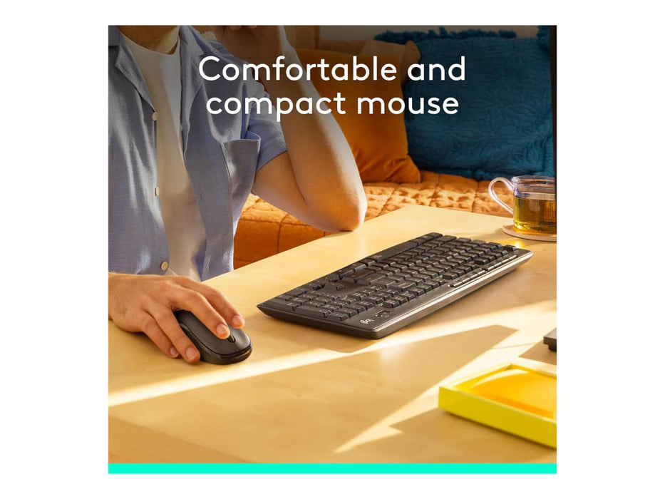 Logitech MK295 Wireless Mouse & Keyboard Combo, Full Numpad, 90% Less Noise, Graphite
