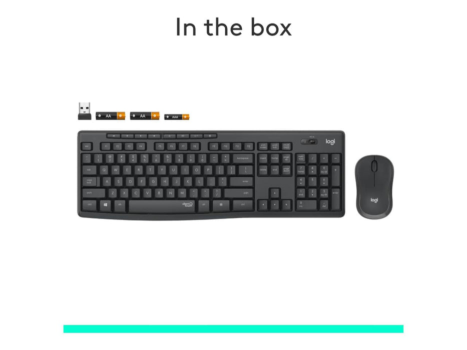 Logitech MK295 Wireless Mouse & Keyboard Combo, Full Numpad, 90% Less Noise, Graphite