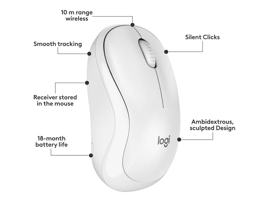 Logitech MK295 Wireless Mouse & Keyboard Combo, SilentTouch Technology, Full Numpad, 90% Noise Reduction, Off-White