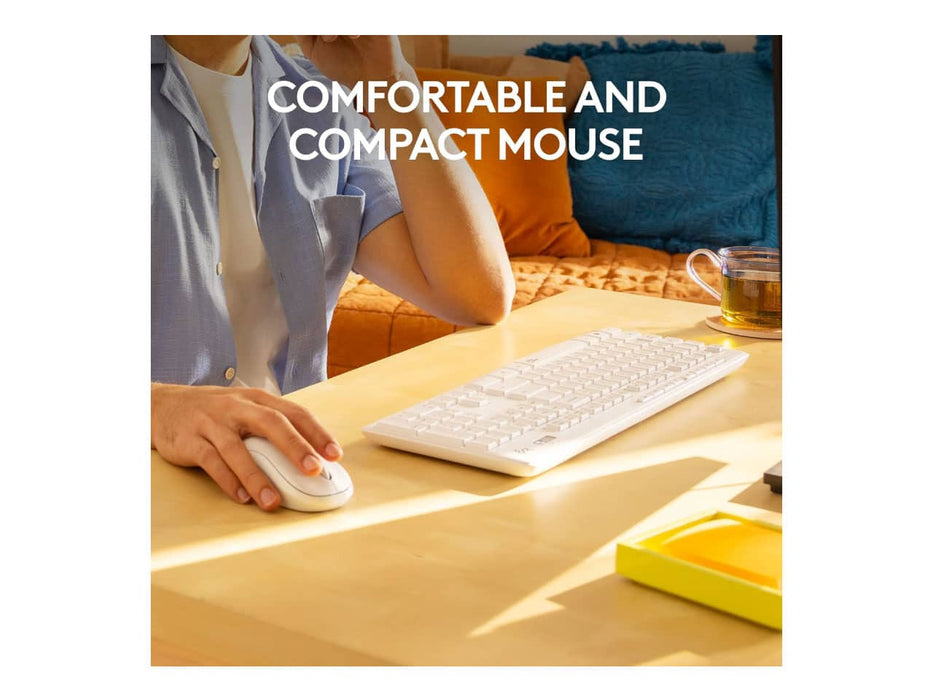 Logitech MK295 Wireless Mouse & Keyboard Combo, SilentTouch Technology, Full Numpad, 90% Noise Reduction, Off-White