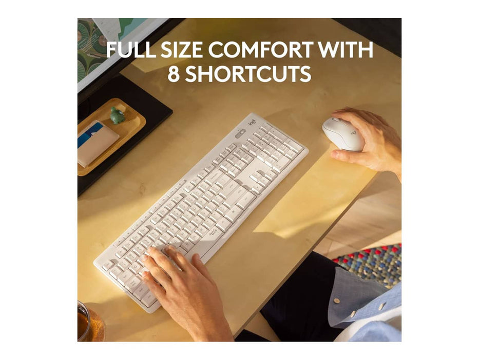Logitech MK295 Wireless Mouse & Keyboard Combo, SilentTouch Technology, Full Numpad, 90% Noise Reduction, Off-White