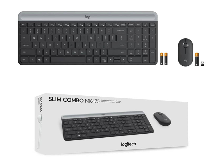 Logitech MK470 Slim Wireless Mouse & Keyboard Combo, 2.4GHz, Ultra Quiet, Graphite