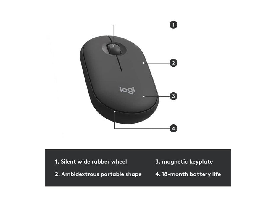 Logitech MK470 Slim Wireless Mouse & Keyboard Combo, 2.4GHz, Ultra Quiet, Graphite