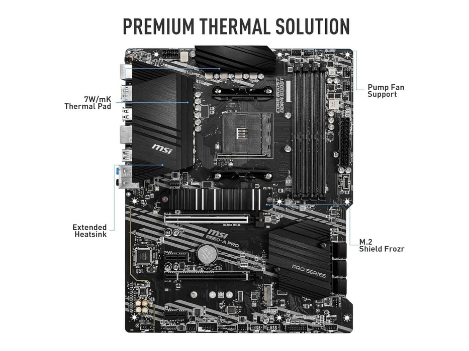MSI B550-A Pro ProSeries Motherboard, AMD AM4, ATX, DDR4