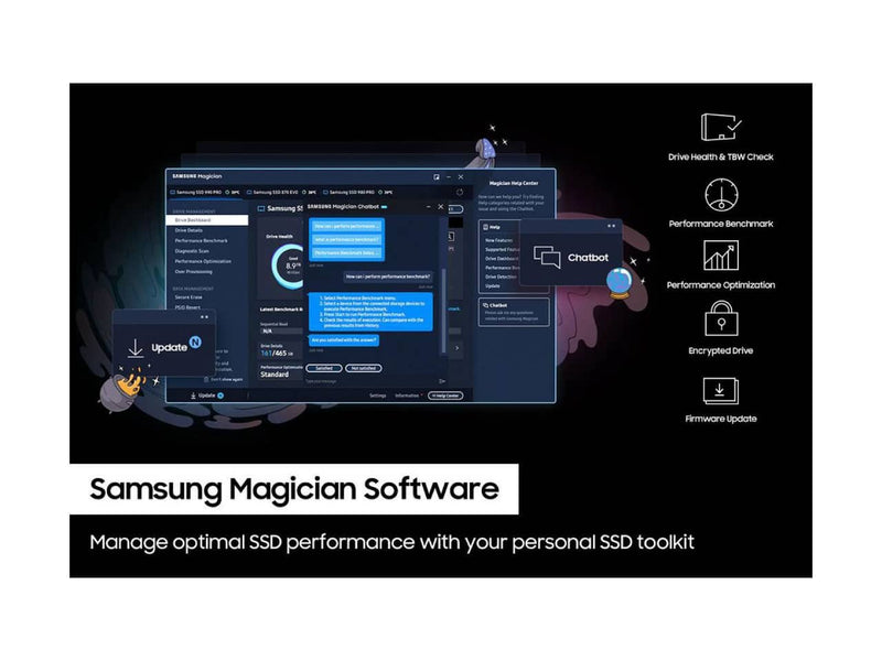 Samsung 990 Pro with Heatsink, 1TB PCIe 4.0 NVMe M.2 2280 Solid State Drive (SSD) - Read speeds up to 7,450 MB/s - MZ-V9P1T0CW