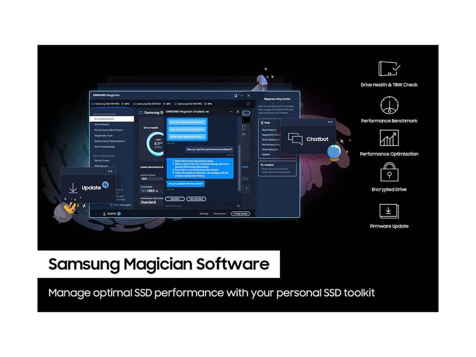 Samsung 990 Pro with Heatsink, 1TB PCIe 4.0 NVMe M.2 2280 Solid State Drive (SSD) - Read speeds up to 7,450 MB/s - MZ-V9P1T0CW