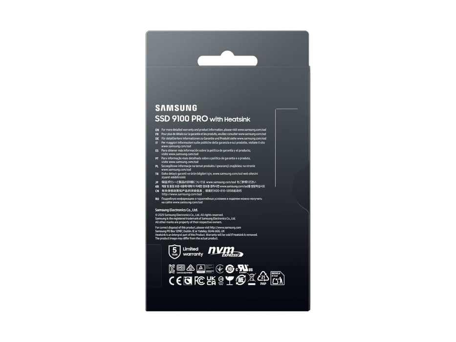 Samsung 2TB 9100 PRO with Heatsink NVMe M.2 Solid State Drive (SSD) - MZ-VAP2T0CW
