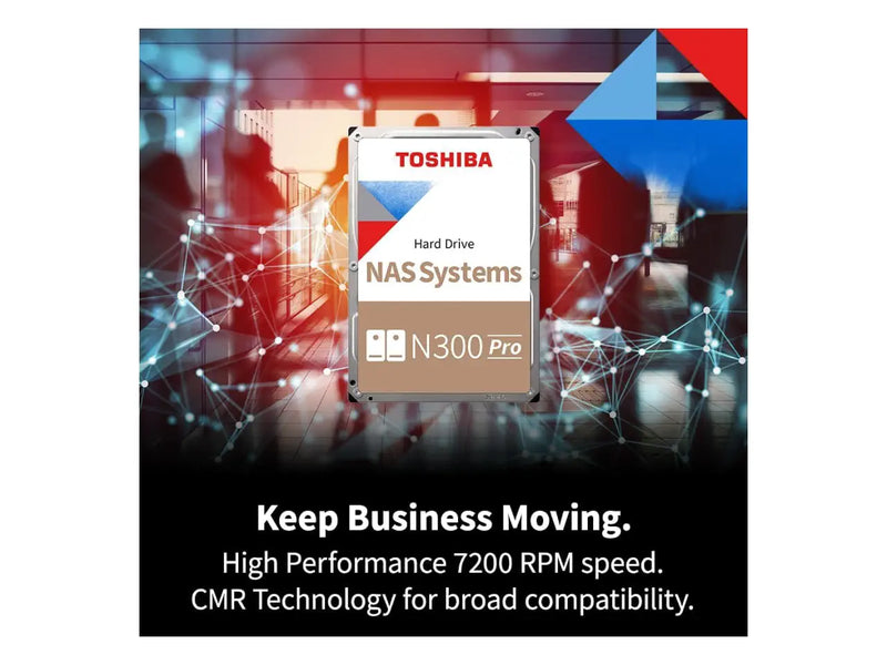 Toshiba N300 Pro 8TB NAS Internal Hard Drive (HDD) - 7200 RPM, SATA 6 Gb/s - HDWG780XZSTB