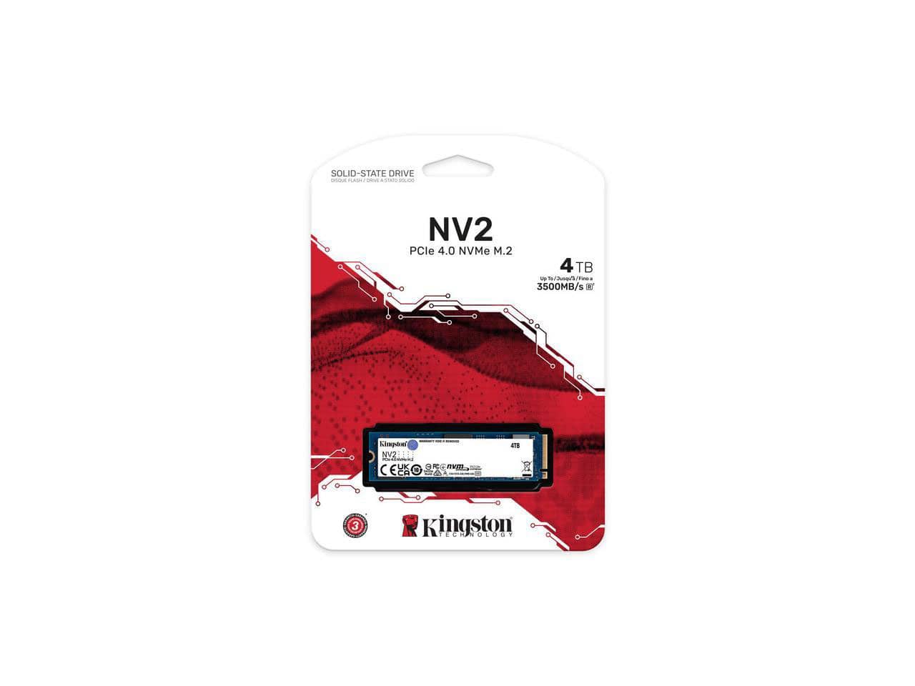 Kingston NV2 4TB NVMe M.2 2280 PCIe 4.0 Solid State Drive (SSD