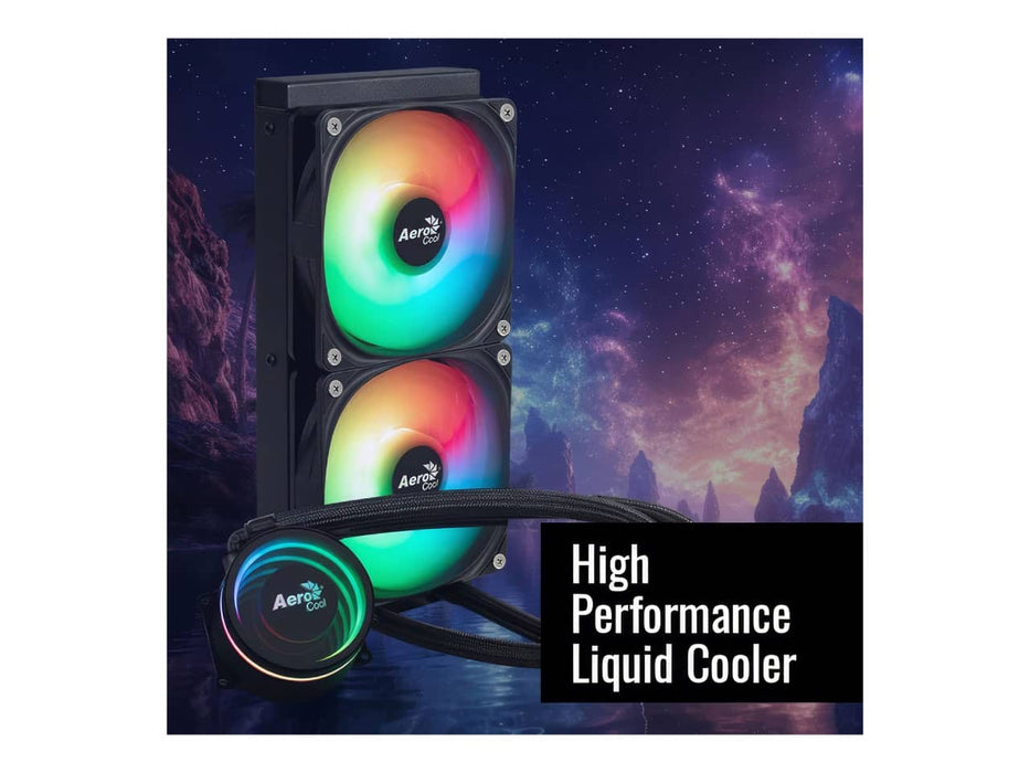 Aerocool Oasis L240 ARGB CPU Liquid / Water Cooler, 240mm Radiator, Black