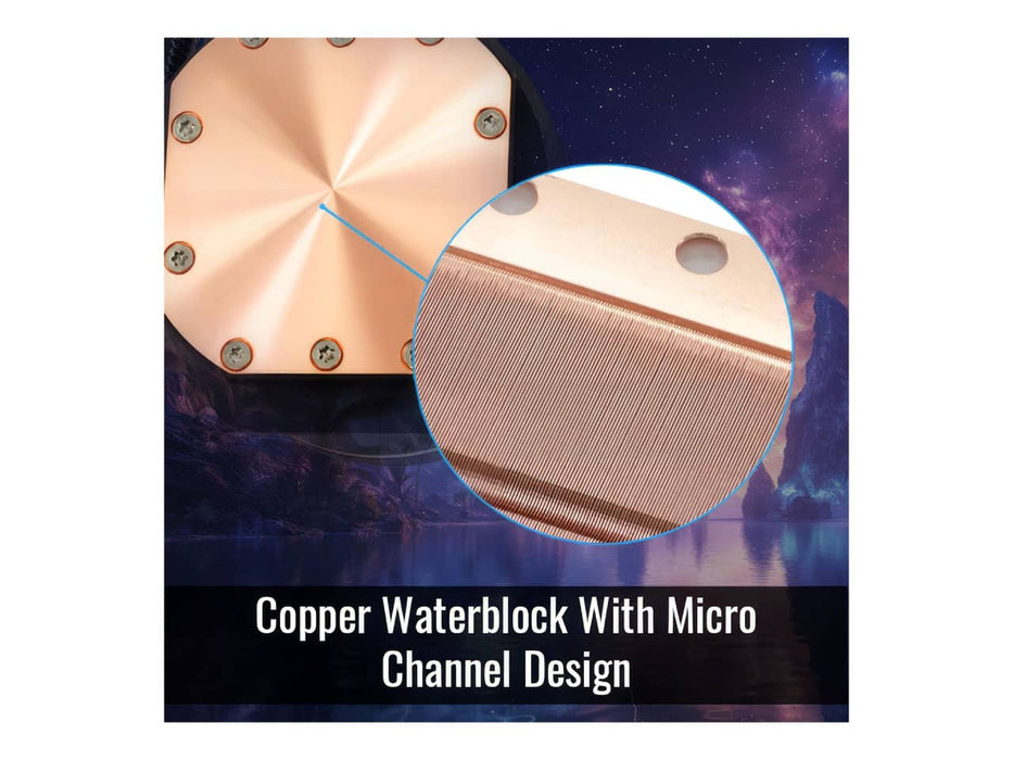 Aerocool Oasis L240 ARGB CPU Liquid / Water Cooler, 240mm Radiator, Black