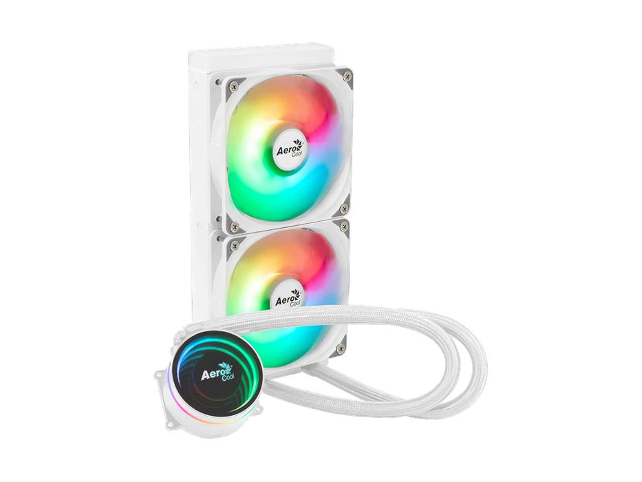 Aerocool Oasis L240 ARGB CPU Liquid / Water Cooler, 240mm Radiator, White