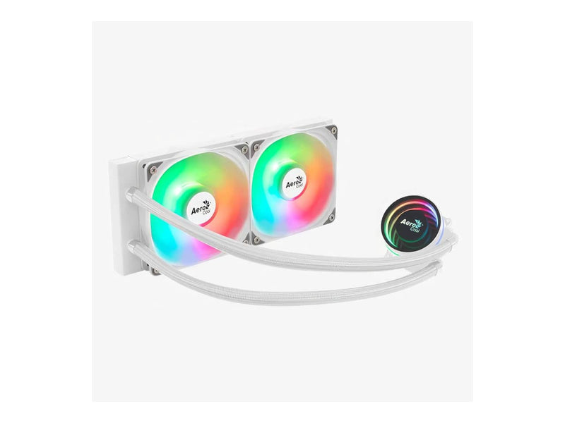 Aerocool Oasis L240 ARGB CPU Liquid / Water Cooler, 240mm Radiator, White