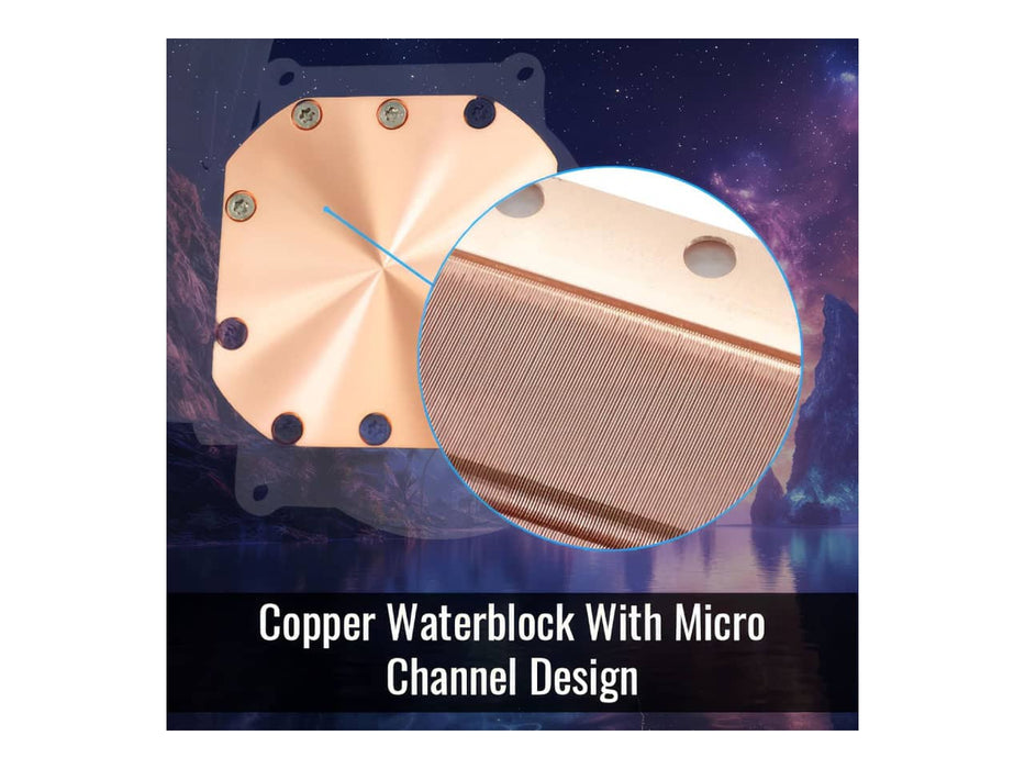 Aerocool Oasis L240 ARGB CPU Liquid / Water Cooler, 240mm Radiator, White