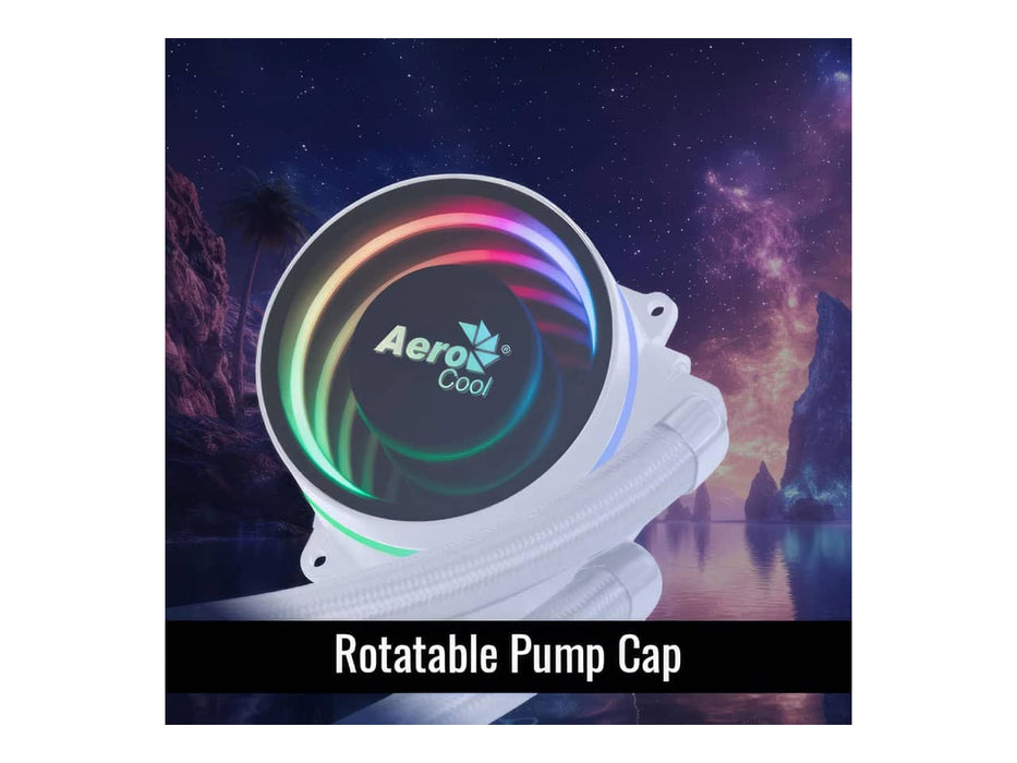 Aerocool Oasis L240 ARGB CPU Liquid / Water Cooler, 240mm Radiator, White