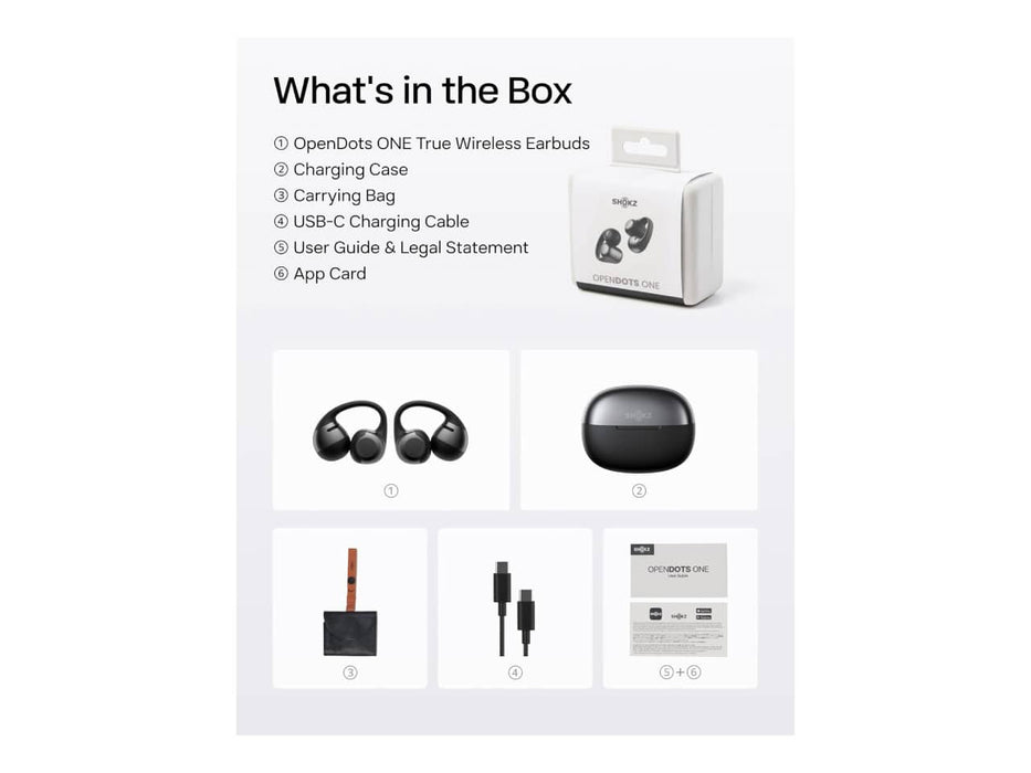 Shokz OpenDots One, Open-Ear Headphones, Wireless/Bluetooth Earbuds with Microphone, Black
