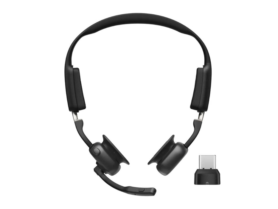 Shokz OpenMeet UC USB-C Noise-Cancelling Bluetooth Headset, Boom Mic, Open-Ear, Black