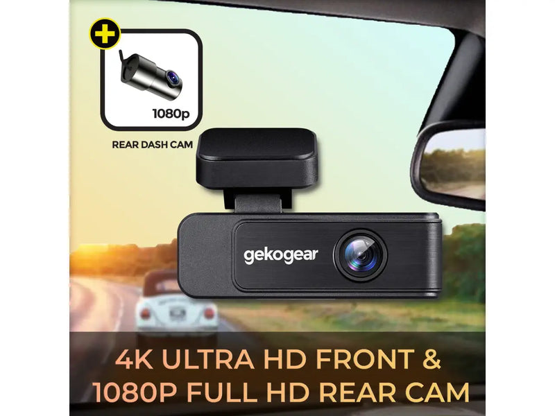 GekoGear Orbit 410 Dash Cam, 4K Front Camera, Full HD Rear Camera