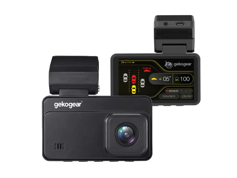 GekoGear Orbit D220 2K Quad HD AI Front and Rear Dash Cam, 2k Front Camera, Full HD (1080p) Rear Camera