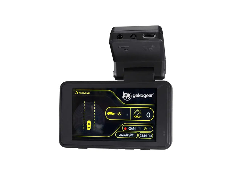 GekoGear Orbit D220 2K Quad HD AI Front and Rear Dash Cam, 2k Front Camera, Full HD (1080p) Rear Camera