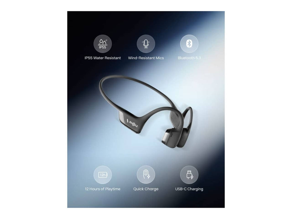 Shokz OpenRun Pro 2, Bone Conduction Open-Ear Bluetooth Sport Headphones (Black)