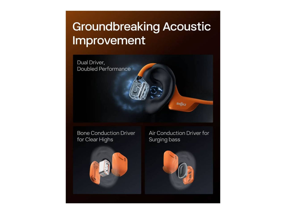 Shokz OpenRun Pro 2 Mini, Bone Conduction Open-Ear Bluetooth Sport Headphones (Orange)