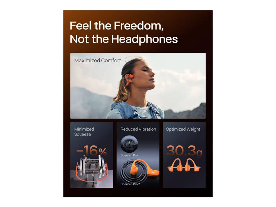 Shokz OpenRun Pro 2 Mini, Bone Conduction Open-Ear Bluetooth Sport Headphones (Orange)