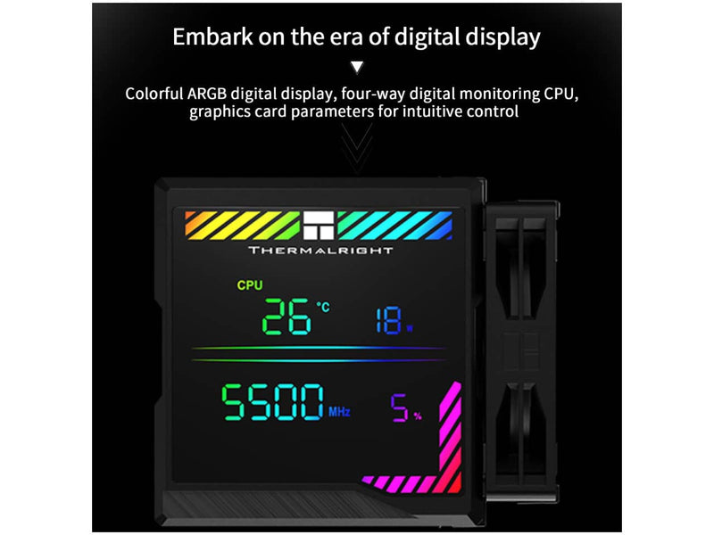 Thermalright Peerless Assassin 140 Digital Black CPU Air Cooler / Heatsink, Intel and AMD, Digital Screen Top Cover, Black