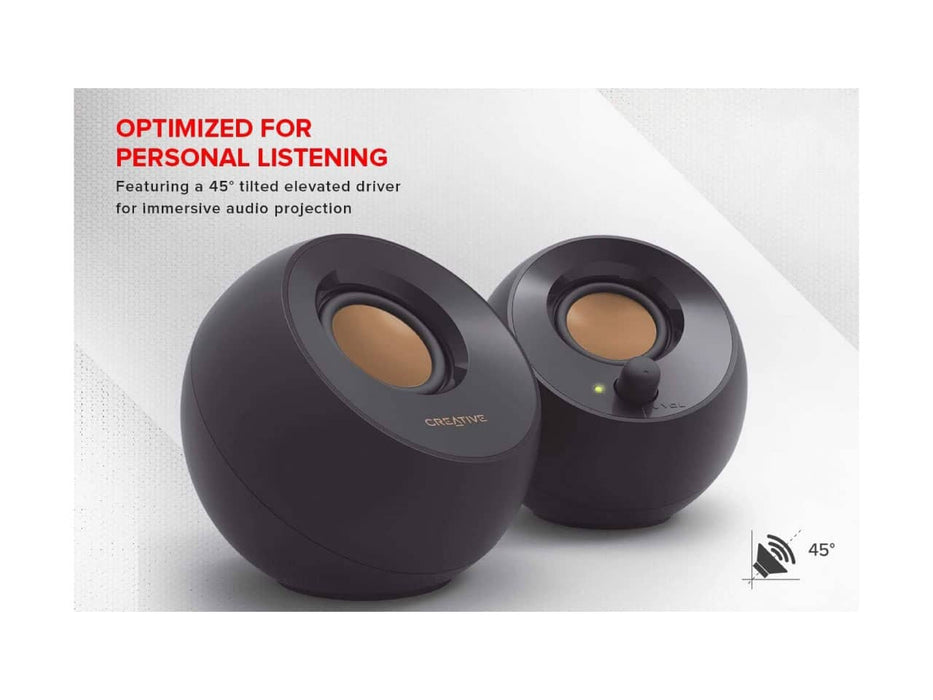 Creative Pebble 2.0 USB-Powered Desktop Speakers (Black)