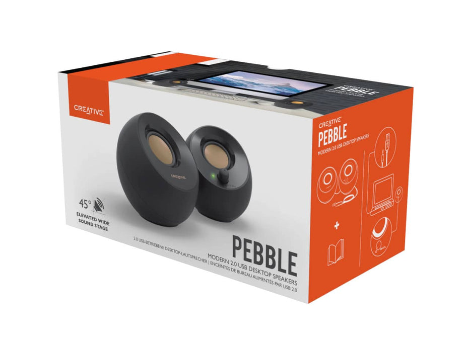 Creative Pebble 2.0 USB-Powered Desktop Speakers (Black)