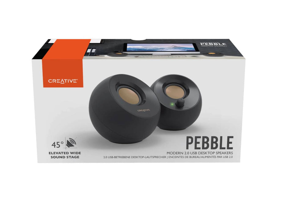 Creative Pebble 2.0 USB-Powered Desktop Speakers (Black)