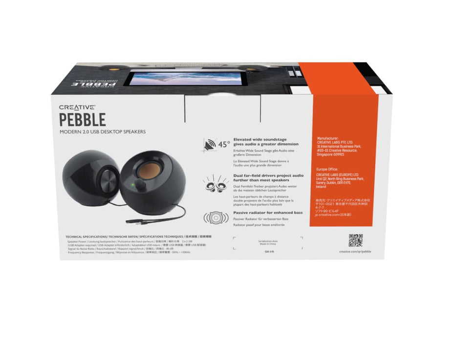 Creative Pebble 2.0 USB-Powered Desktop Speakers (Black)