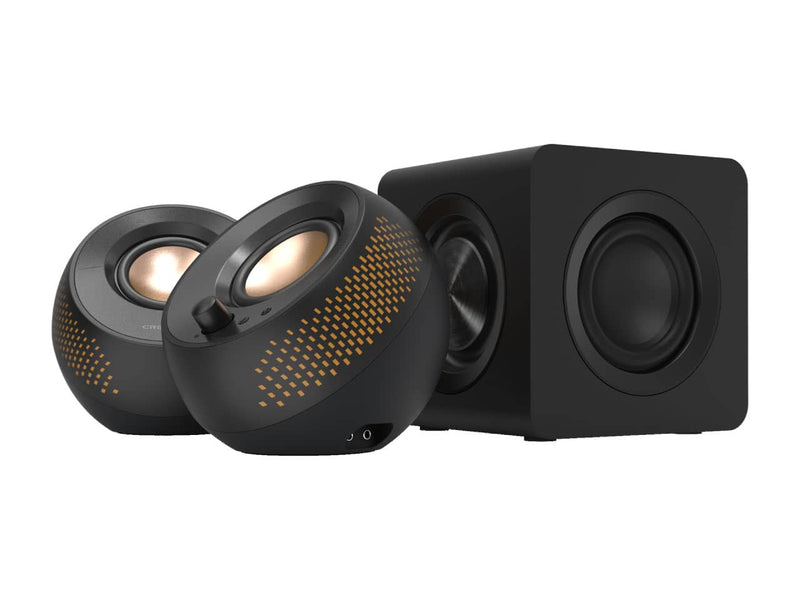 Creative Pebble X Plus 2.1 USB-C Computer Speakers with Subwoofer, RGB Lighting, BassFlex Technology, USB Audio, Bluetooth 5.3, and 3.5mm AUX