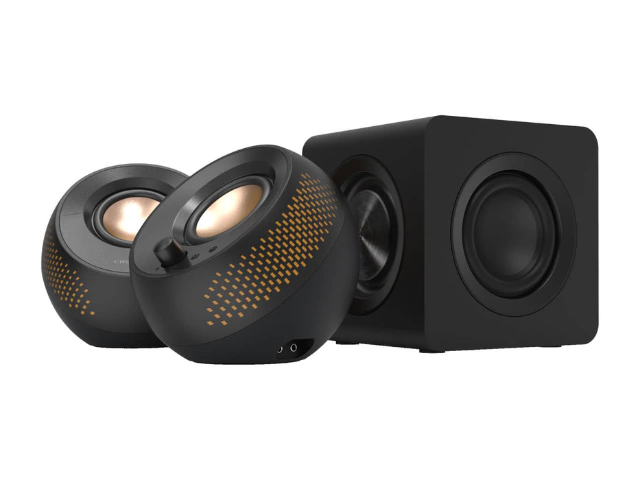Creative Pebble X Plus 2.1 USB-C Computer Speakers with Subwoofer, RGB Lighting, BassFlex Technology, USB Audio, Bluetooth 5.3, and 3.5mm AUX