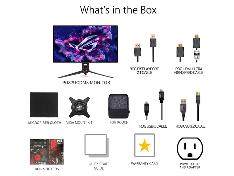 ASUS ROG OLED 32 Inch 4K (3840 x 2160) 240Hz Gaming Monitor, OLED Care Pro, Display HDR 500, G-Sync, PG32UCDM3