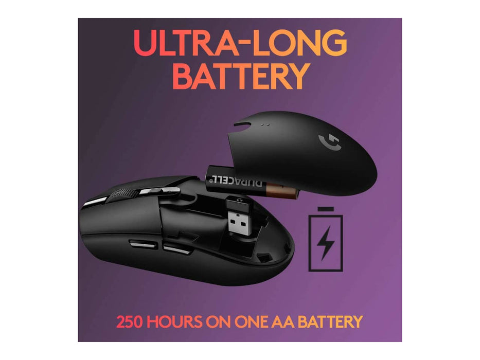 Logitech G305 Lightspeed Wireless Gaming Mouse, 12,000 DPI, Hero 12K Sensor, Lightweight, Black