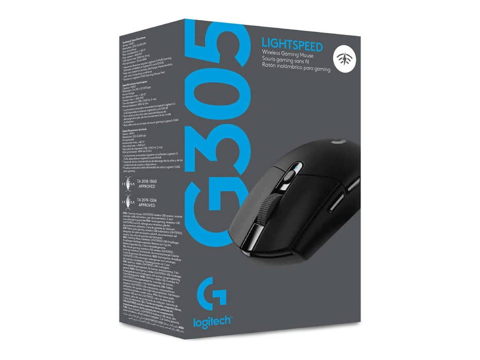 Logitech G305 Lightspeed Wireless Gaming Mouse, 12,000 DPI, Hero 12K Sensor, Lightweight, Black