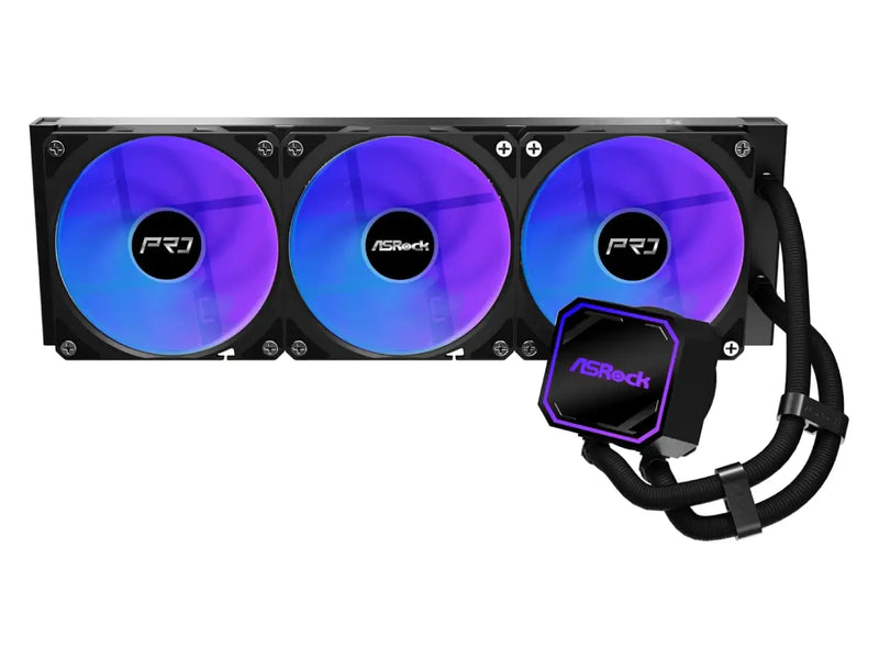 ASRock Pro 360 ARGB AIO CPU Liquid / Water Cooler, 360mm Radiator, Addressable RGB, AMD / Intel Compatible, Black