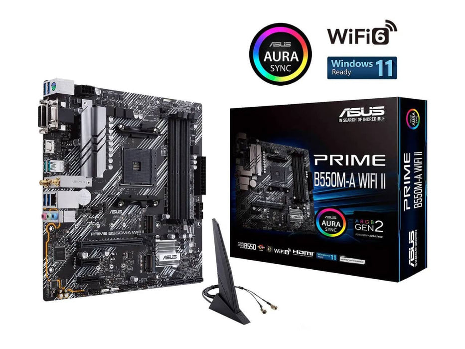 ASUS Prime B550-M-A WiFi II Motherboard, AMD AM4 Socket, Micro ATX