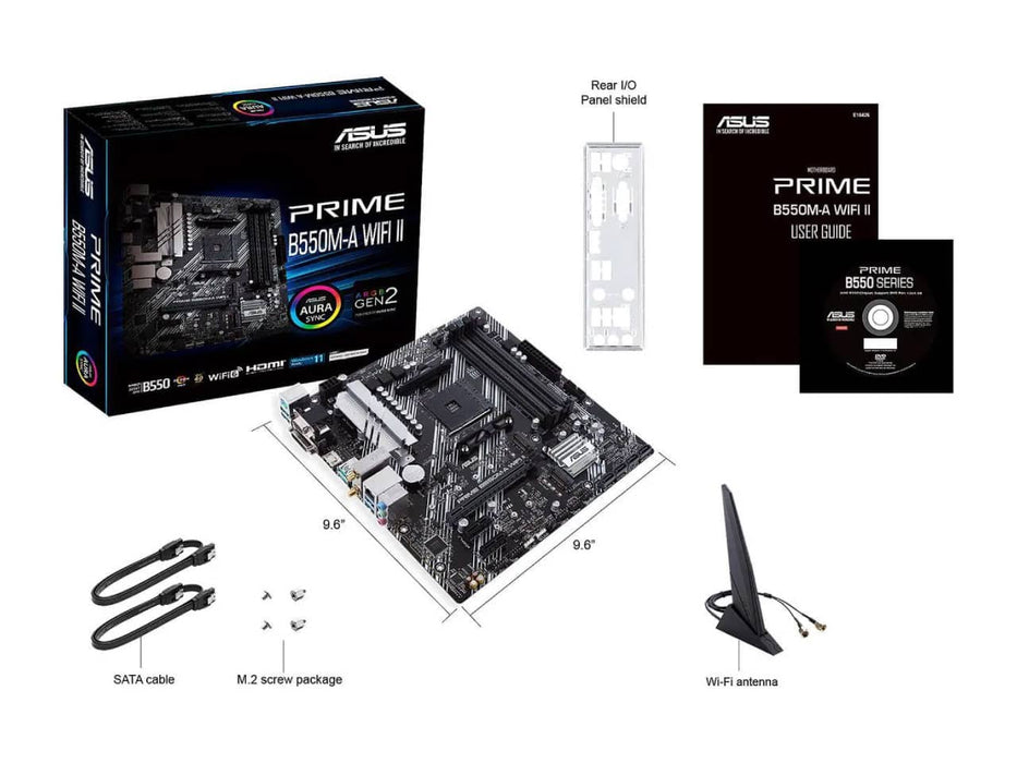 ASUS Prime B550-M-A WiFi II Motherboard, AMD AM4 Socket, Micro ATX