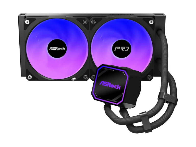 ASRock Pro 240 ARGB AIO CPU Liquid / Water Cooler, 240mm Radiator, Dynamic ARGB Lighting, 3 Phase Pump, Black