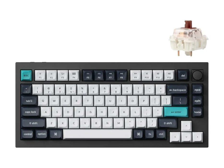Keychron Q1 Max Wireless RGB Mechanical Keyboard, Aluminum Frame, QMK, Jupiter Brown, Carbon Black (Q1M-M3)