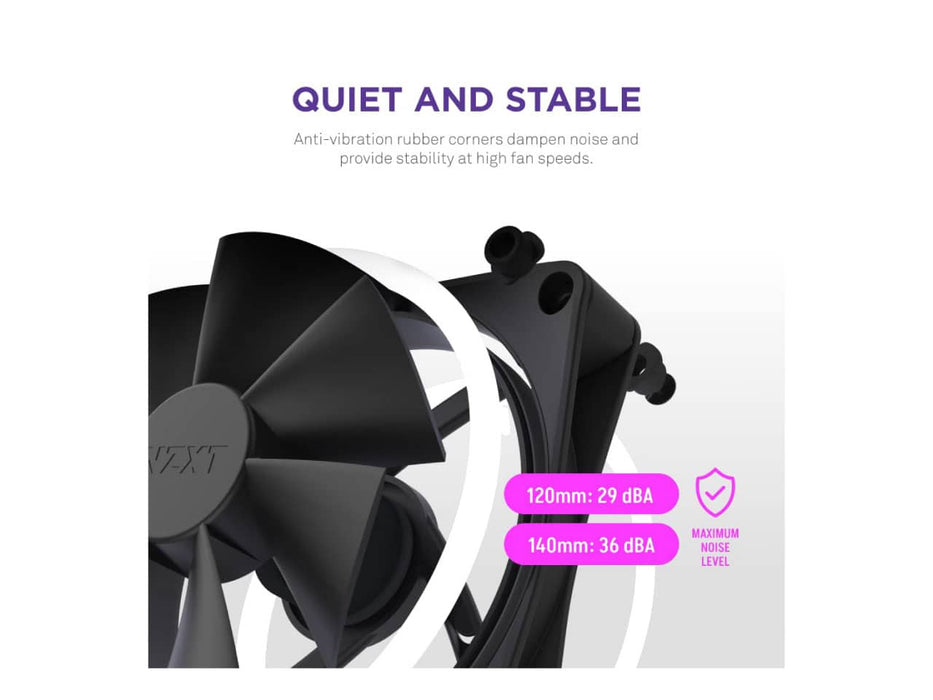 NZXT F140 RGB DUO, 140MM Dual-Sided Case Fan, PWN Control, 20 Individually Addressable LEDs (Black)