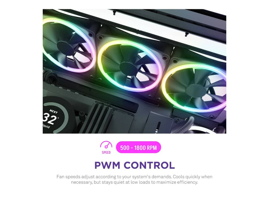 NZXT F140 RGB DUO, 140MM Dual-Sided Case Fan, PWN Control, 20 Individually Addressable LEDs (Black)