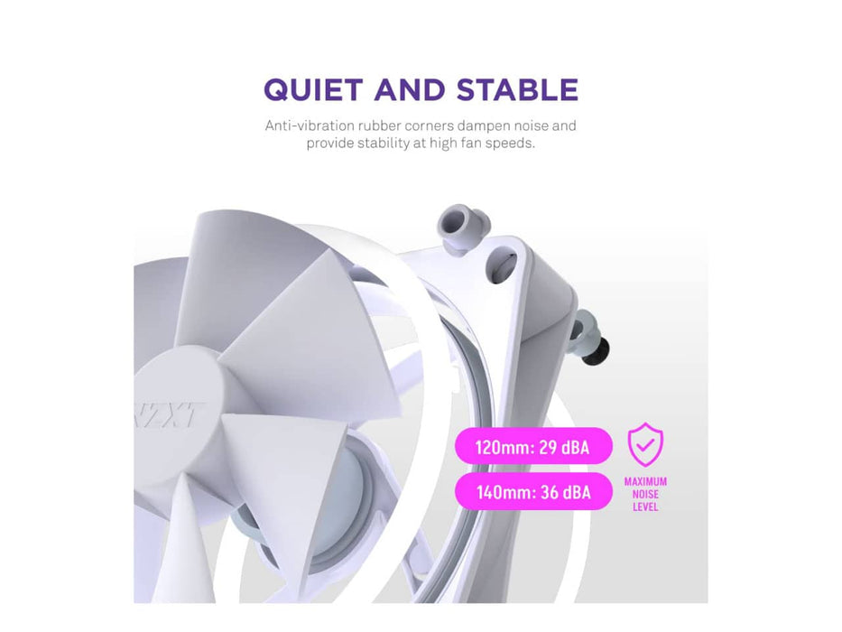 NZXT F140 RGB DUO, 140MM Dual-Sided Case Fan, PWN Control, 20 Individually Addressable LEDs (White)