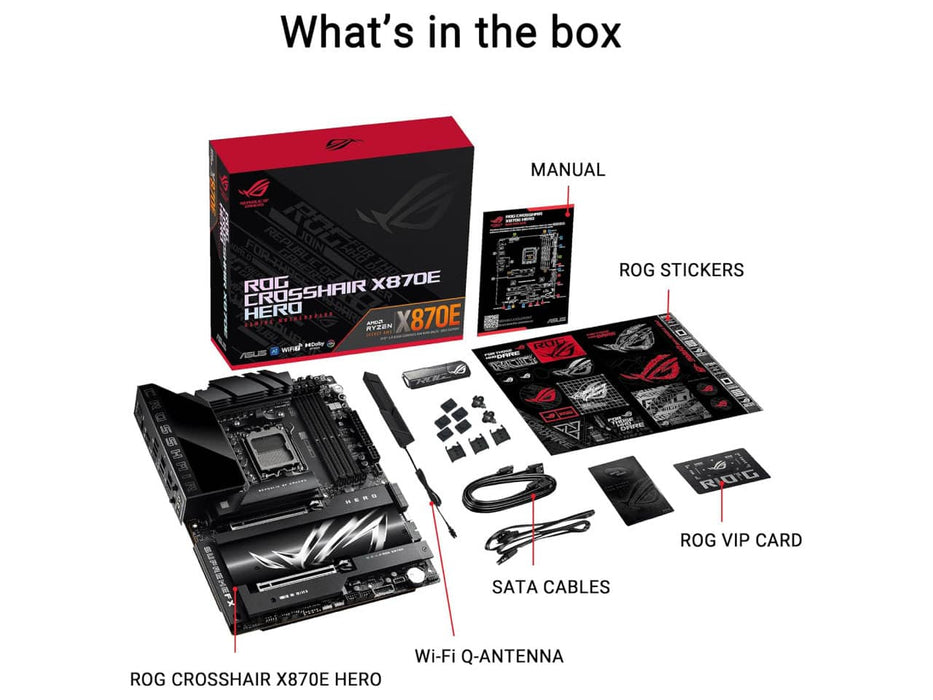 ASUS ROG Crosshair X870E Hero AMD ATX Motherboard, AMD AM5, DDR5, PCIe 5.0, WiFi 7