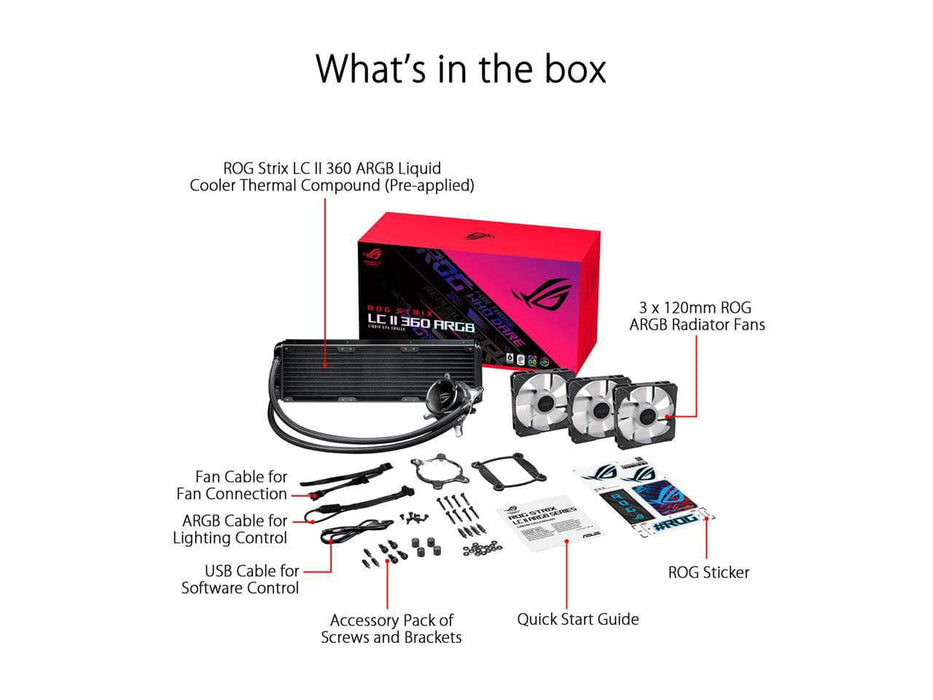 ASUS ROG Strix LC II 360 ARGB AIO CPU Liquid / Water Cooler, 360mm Radiator, Intel & AMD Sockets